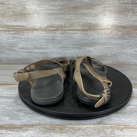 Olukai Women Upena Loop Toe Leather Strappy Sandals Size 8 - Picture 5 of 8